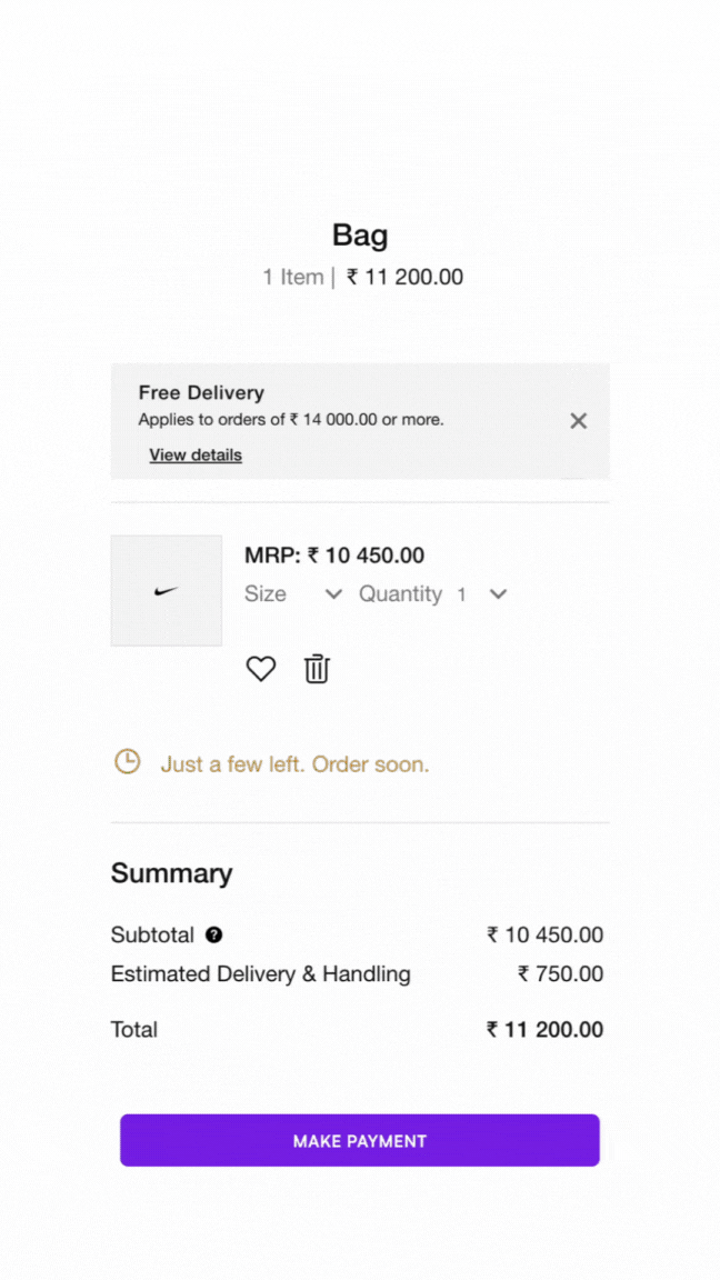 Quickpay feature for a better payments experience and reduced transaction time