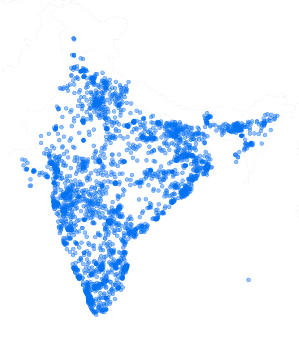 Map displaying reach of hypercredit